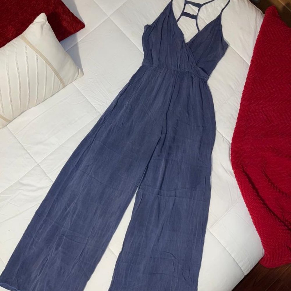 Denim Blue Cotton Jumpsuit